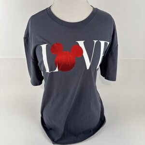 Disney Mickey Mouse Graphic Tee Women's Plus‎ SZ 2X Heath Gray Short Sleeve Love